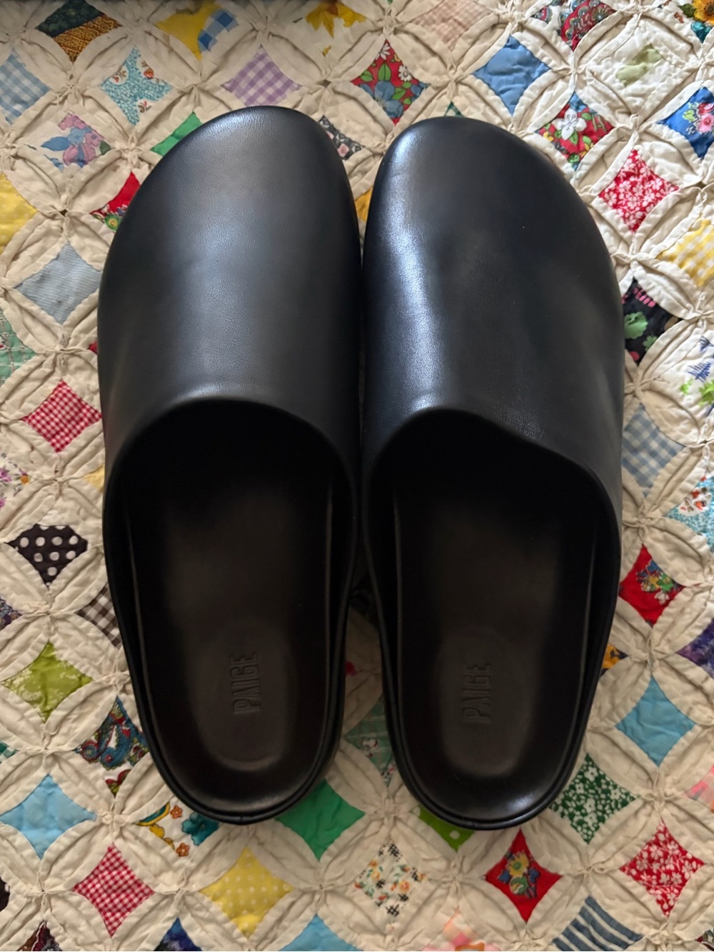 NWT PAIGE Black Leather Slide / Mule